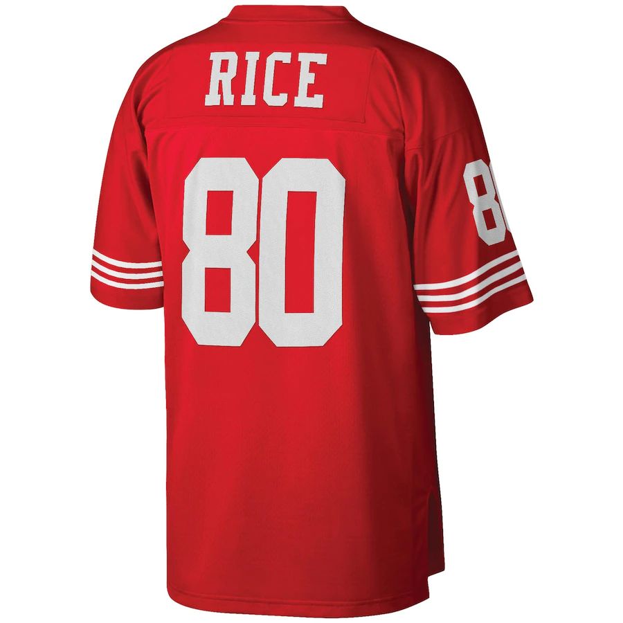 SF.49ers #80 Jerry Rice Mitchell & Ness Scarlet Big & Tall 1990 Retired Player Replica Jersey Stitched American Football Jersey - Main View