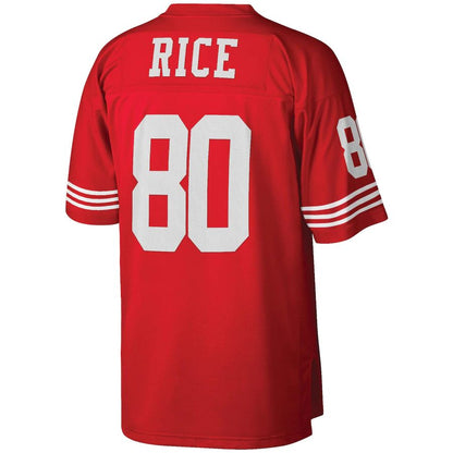 SF.49ers #80 Jerry Rice Mitchell & Ness Scarlet Big & Tall 1990 Retired Player Replica Jersey Stitched American Football Jersey - Main View