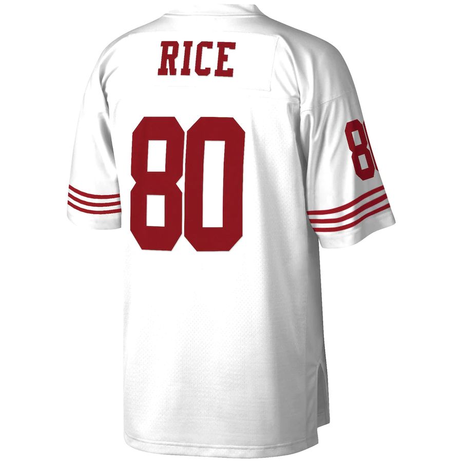 SF.49ers #80 Jerry Rice Mitchell & Ness White Legacy Replica Jersey Stitched American Football Jersey - Main View