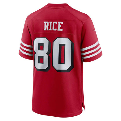 SF.49ers #80 Jerry Rice Scarlet Retired Alternate Game Jersey Stitched American Football Jersey - Main View