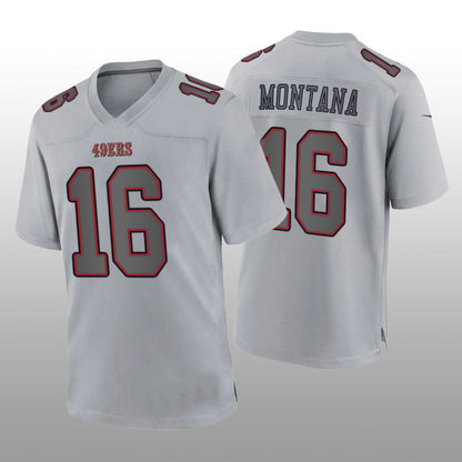 SF.49ers #16 Joe Montana Gray Atmosphere Game Retired Player Jersey Stitched American Football Jersey - Main View