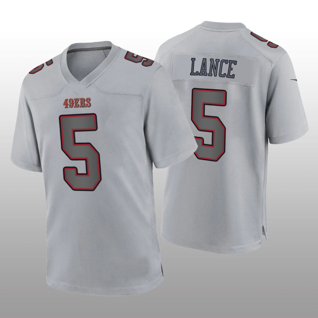 SF.49ers #5 Trey Lance Gray Atmosphere Game Jersey Stitched American Football Jersey - Main View