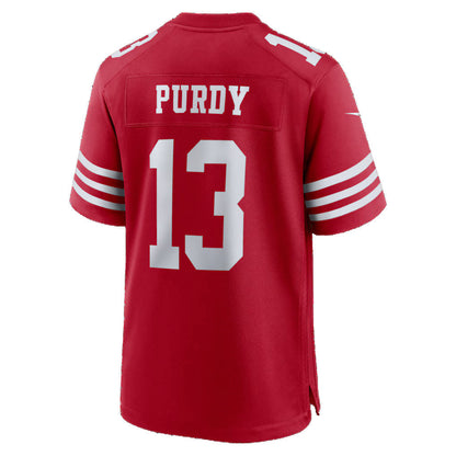 SF.49ers #13 Brock Purdy Scarlet 80th Anniversary Game Football Jersey - Main View