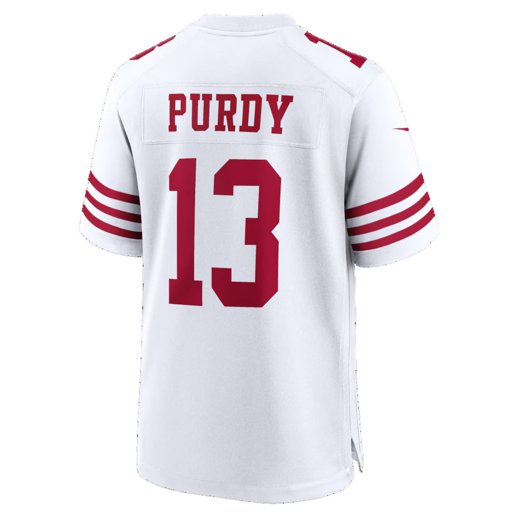 SF.49ers #13 Brock Purdy White 80th Anniversary Game Football Jersey - Main View