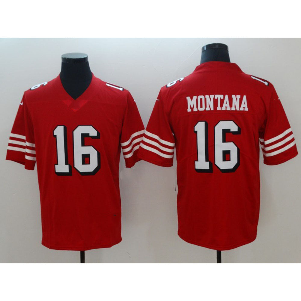 SF.49ers #16 Joe Montana Red Vapor Untouchable Limited Football Jersey - Main View
