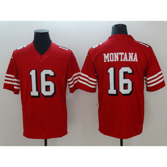 SF.49ers #16 Joe Montana Red Vapor Untouchable Limited Football Jersey - Main View