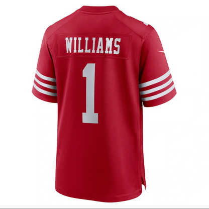 SF.49ers #1 Mykel Williams Scarlet 2025 Draft First Round Pick Game Stitched American Football Jerseys - Main View