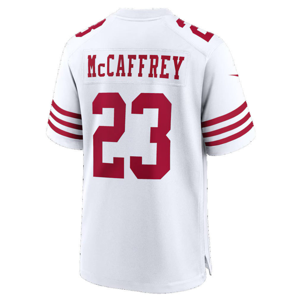 SF.49ers #23 Christian McCaffrey White 80th Anniversary Game Football Jersey - Main View