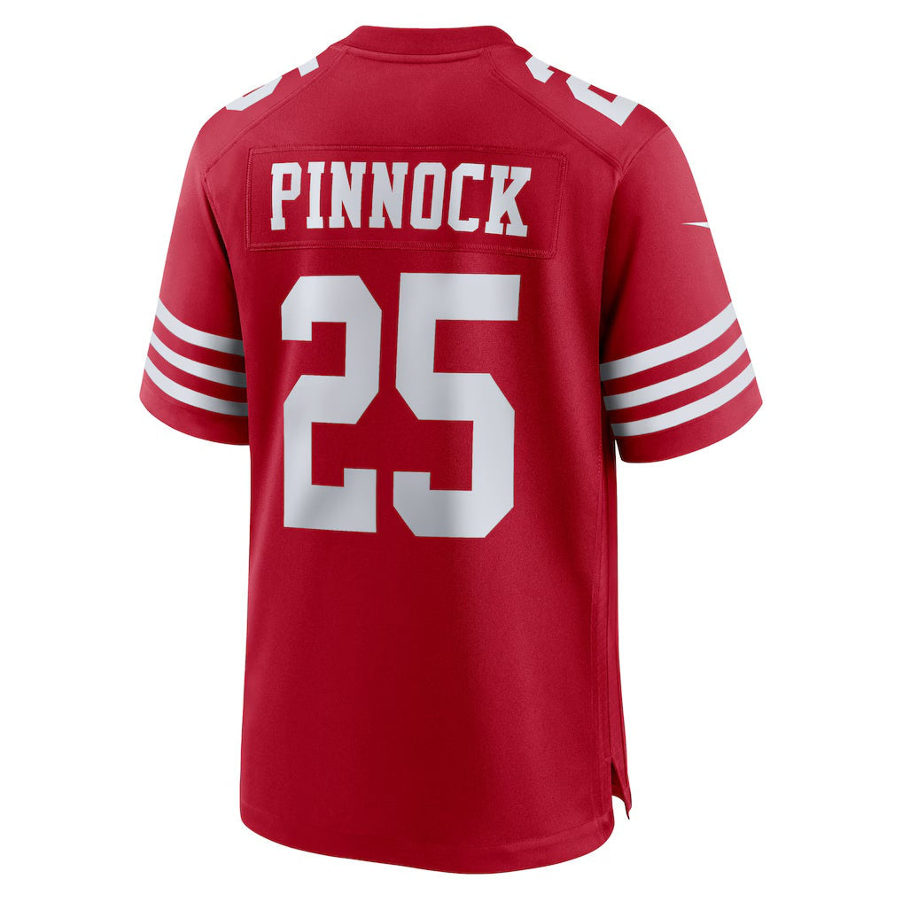 SF.49ers #25 Jason Pinnock Scarlet Team Game Stitched American Football Jerseys - Main View