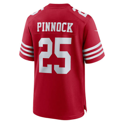 SF.49ers #25 Jason Pinnock Scarlet Team Game Stitched American Football Jerseys - Main View