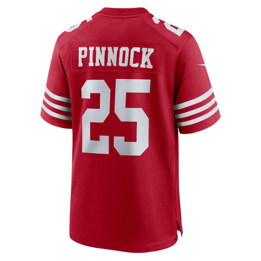 SF.49ers #25 Jason Pinnock Scarlet Team Game Stitched American Football Jerseys - Main View