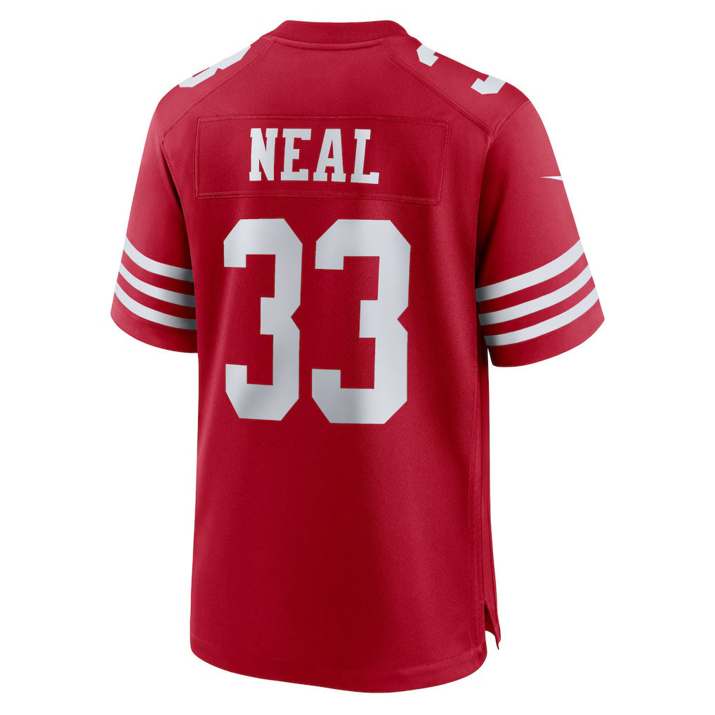 SF.49ers #33 Siran Neal Scarlet Team Game Stitched American Football Jerseys - Main View
