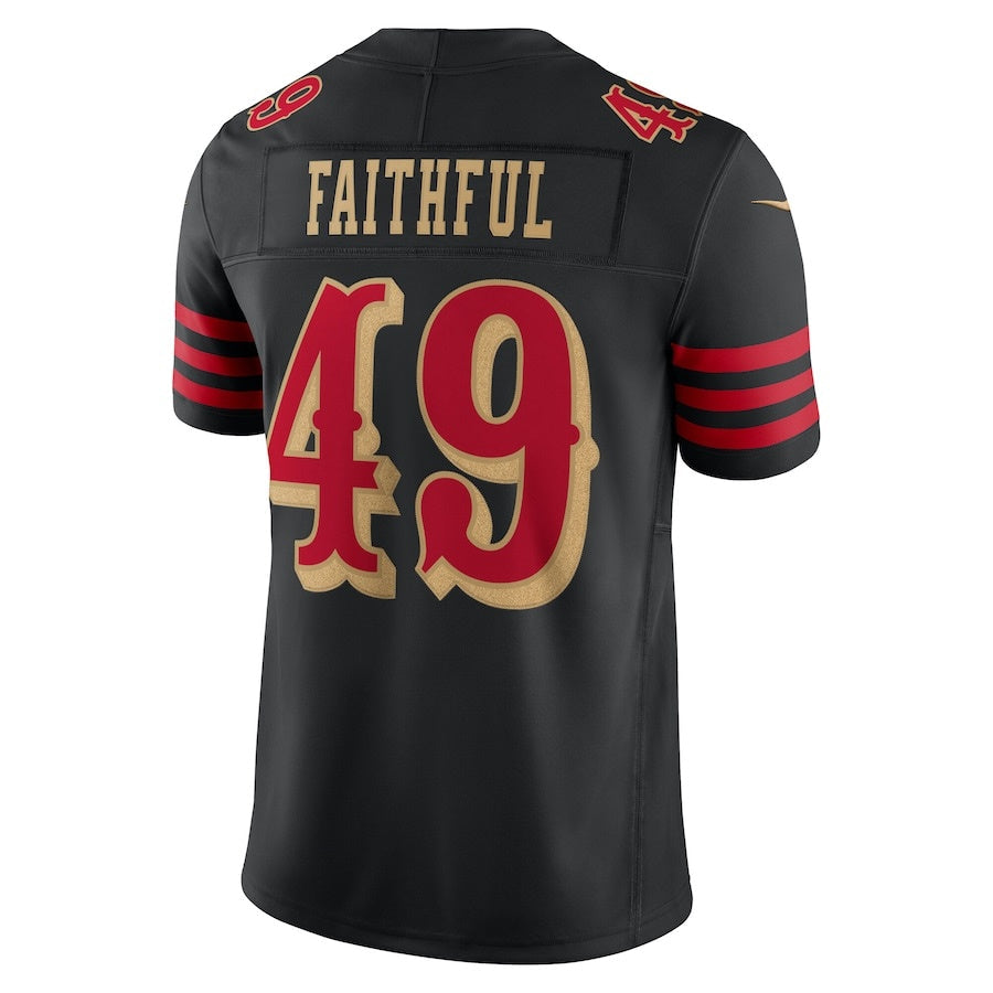 SF.49ers #49 The Faithful 2025 Rivalries Collection Limited Jersey - Black Stitched American Football Jerseys - Main View