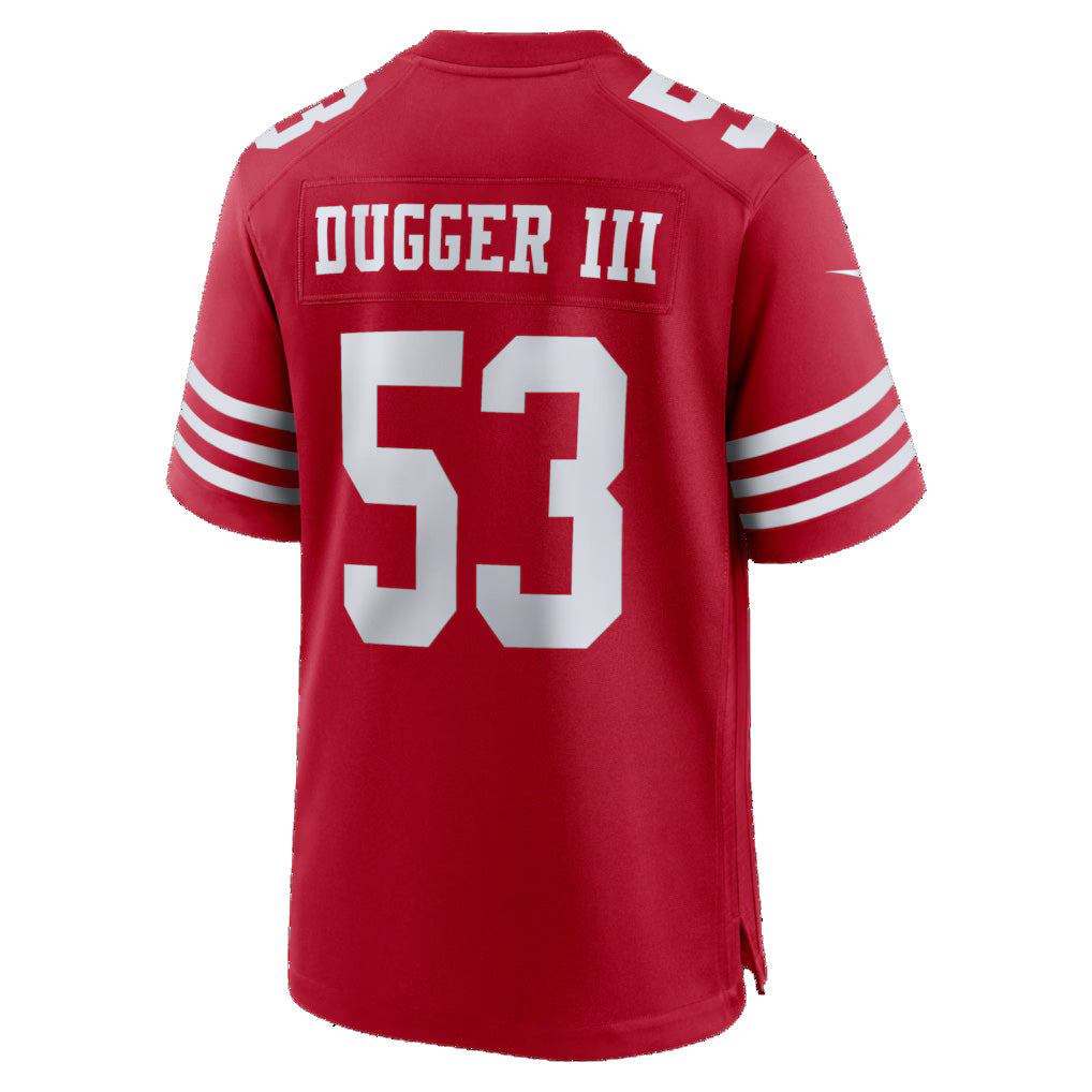 SF.49ers #53 Jaden Dugger Scarlet Team Game Football Jersey - Main View