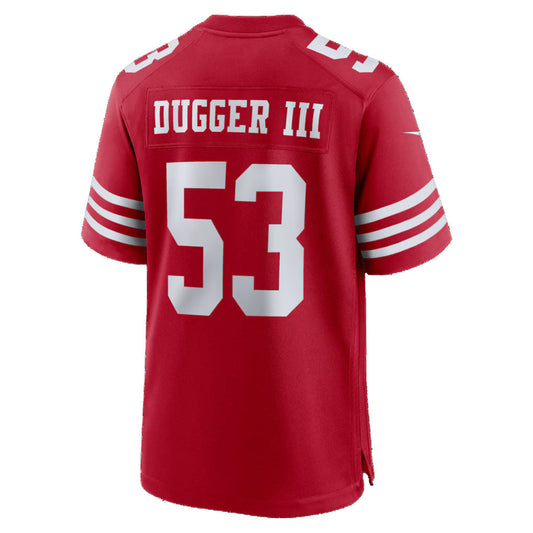 SF.49ers #53 Jaden Dugger Scarlet Team Game Football Jersey - Main View