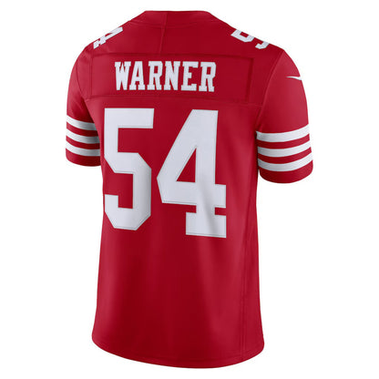 SF.49ers #54 Fred Warner Scarlet Team Vapor F.U.S.E. Stitched Limited Football Jersey - Main View