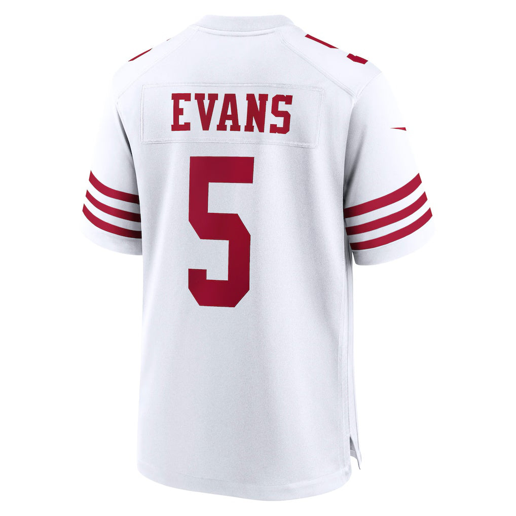 SF.49ers #5 Mike Evans White Game Stitched Football American Jersey - Main View