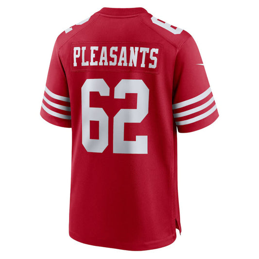 SF.49ers #62 Austen Pleasants Scarlet Team Game Stitched American Football Jerseys - Main View