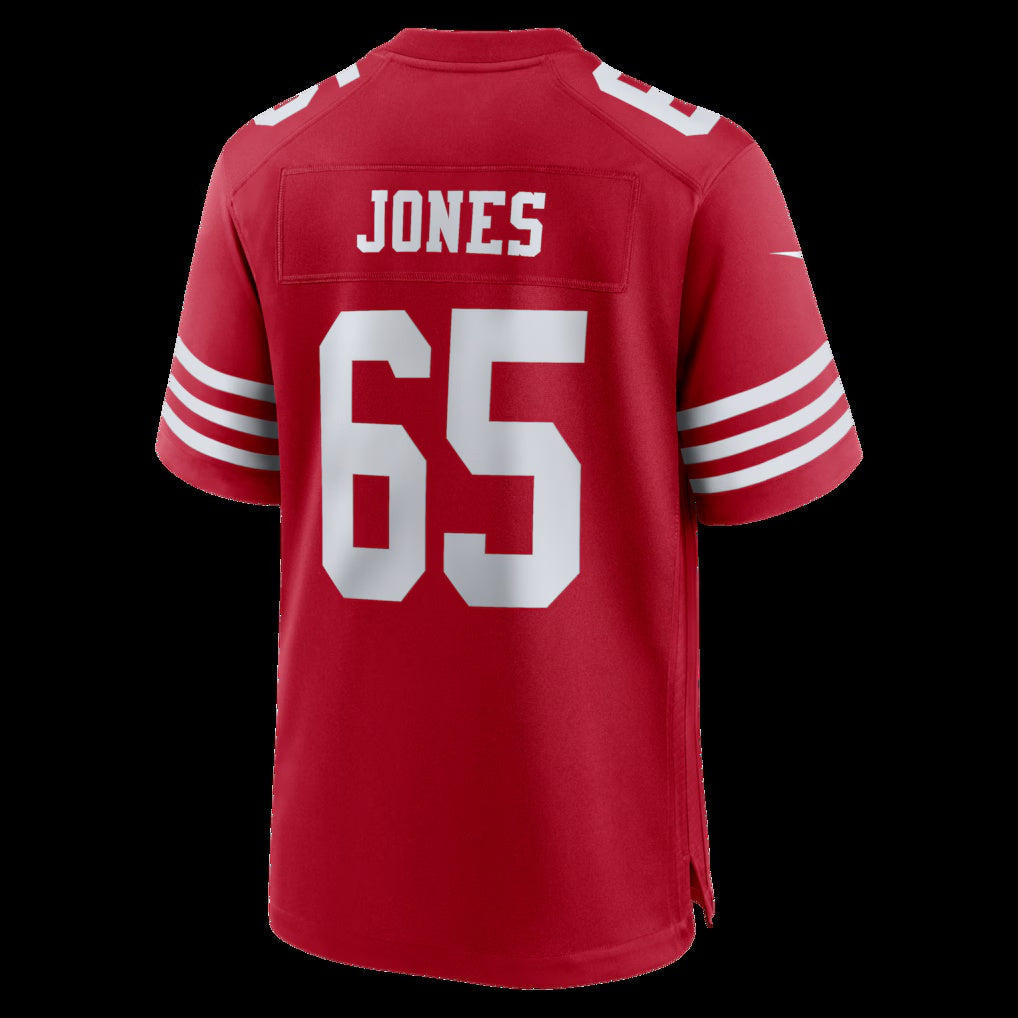 SF.49ers #65 Robert Jones Scarlet Team Game Stitched Football American Jersey - Main View