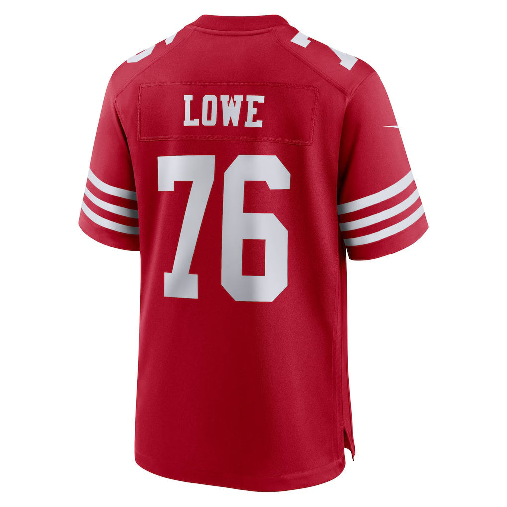SF.49ers #76 Vederian Lowe Scarlet Team Game Stitched Football American Jersey - Main View