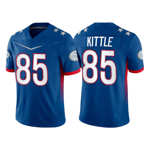 SF.49ers #85 George Kittle 2022 Royal Pro Bowl Stitched Jersey American Football Jersey - Main View