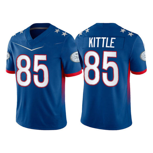 SF.49ers #85 George Kittle 2022 Royal Pro Bowl Stitched Jersey American Football Jersey - Main View