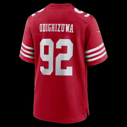 SF.49ers #92 Osa Odighizuwa Scarlet Team Game Stitched Football American Jersey - Main View