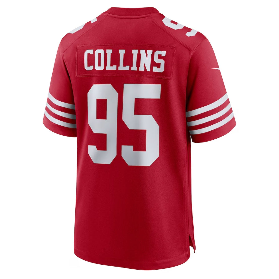 SF.49ers #95 Alfred Collins Scarlet Team Game Stitched American Football Jerseys - Main View