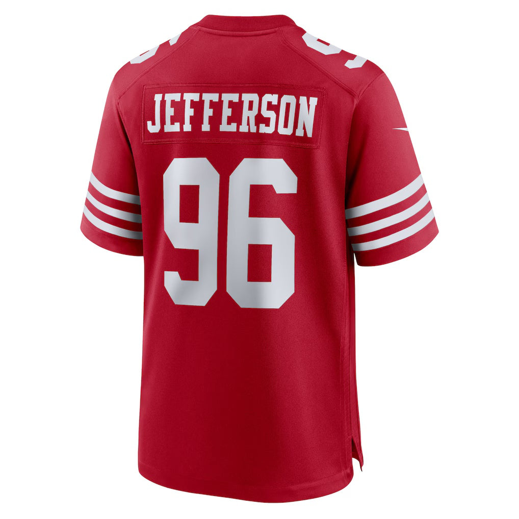 SF.49ers #96 Jordan Jefferson Scarlet Team Game Stitched American Football Jerseys - Main View