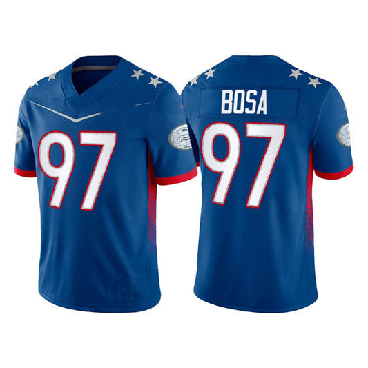 SF.49ers #97 Nick Bosa 2022 Royal Pro Bowl Stitched Jersey American Football Jersey - Main View