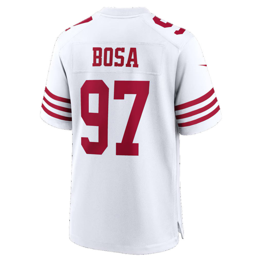 SF.49ers #97 Nick Bosa White 80th Anniversary Game Football Jersey - Main View