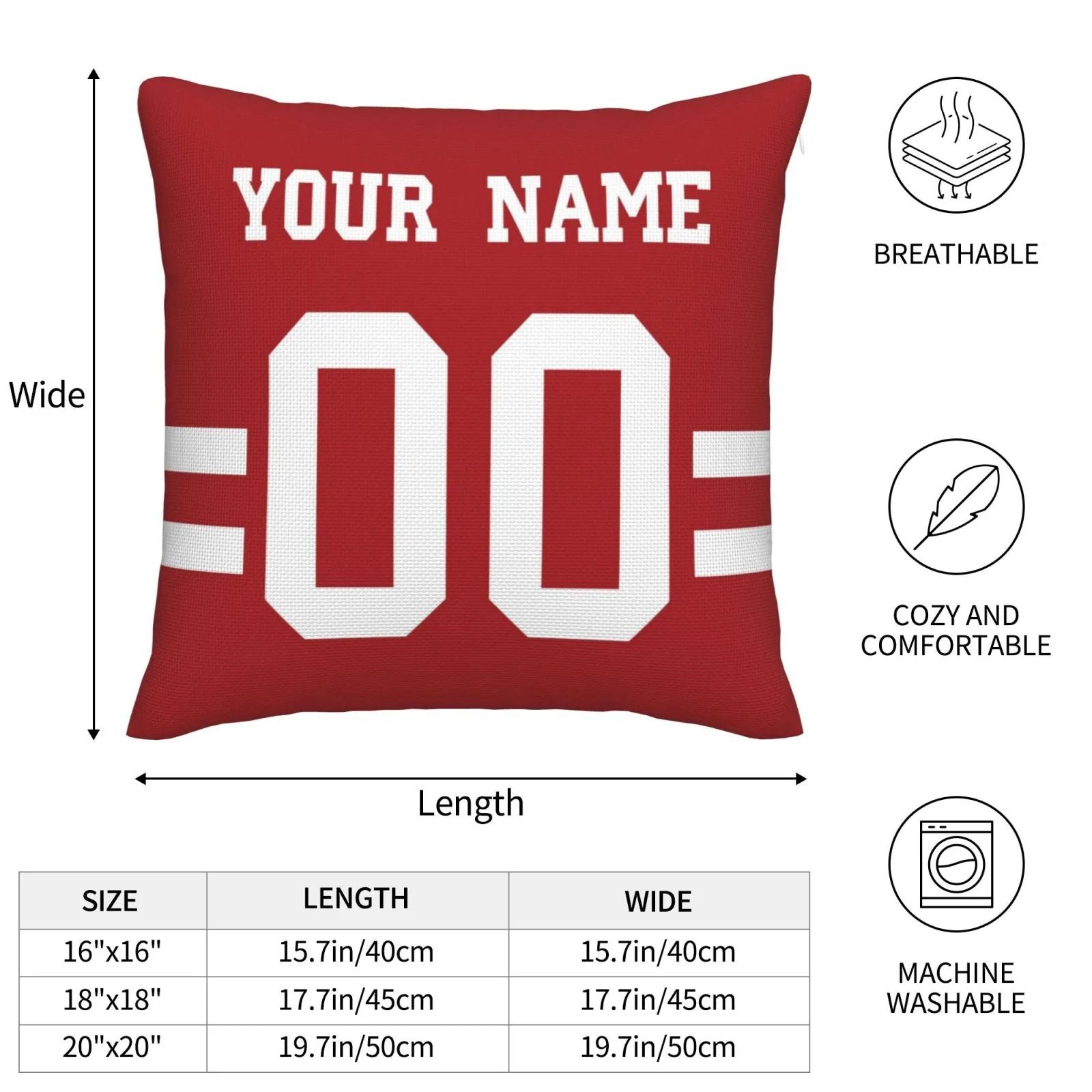Custom SF.49ers Pillow Decorative Throw Pillow Case - Print Personalized Football Team Fans Name & Number Birthday Gift Football Pillows view 5