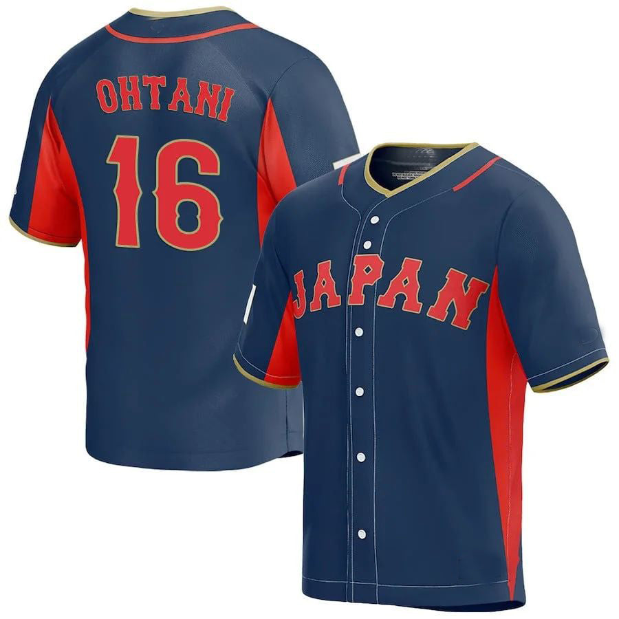 #16 SHOHEI OHTANI JAPAN BASEBALL 2023 WORLD BASEBALL CLASSIC JERSEY - NAVY Stitches Baseball Jerseys