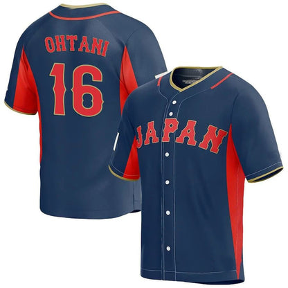 #16 SHOHEI OHTANI JAPAN BASEBALL 2023 WORLD BASEBALL CLASSIC JERSEY - NAVY Stitches Baseball Jerseys