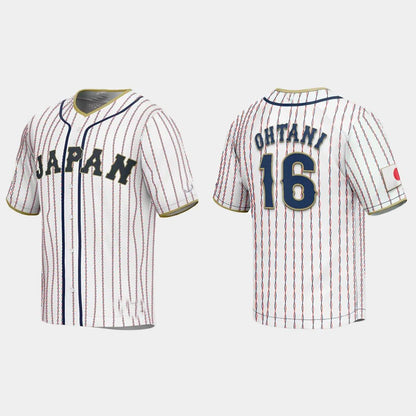 #16 SHOHEI OHTANI JAPAN BASEBALL 2023 WORLD BASEBALL CLASSIC REPLICA JERSEY ¨C WHITE Stitches Baseball Jerseys - Main View