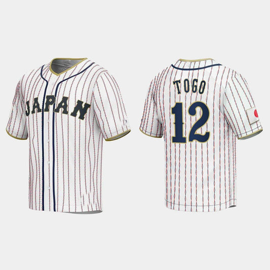 #12 SHOSEI TOGO JAPAN BASEBALL 2023 WORLD BASEBALL CLASSIC JERSEY ¨C WHITE Stitches Baseball Jerseys - Main View