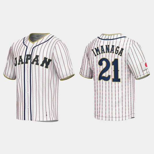 #21 SHOTA IMANAGA JAPAN BASEBALL 2023 WORLD BASEBALL CLASSIC JERSEY ¨C WHITE Stitches Baseball Jerseys - Main View
