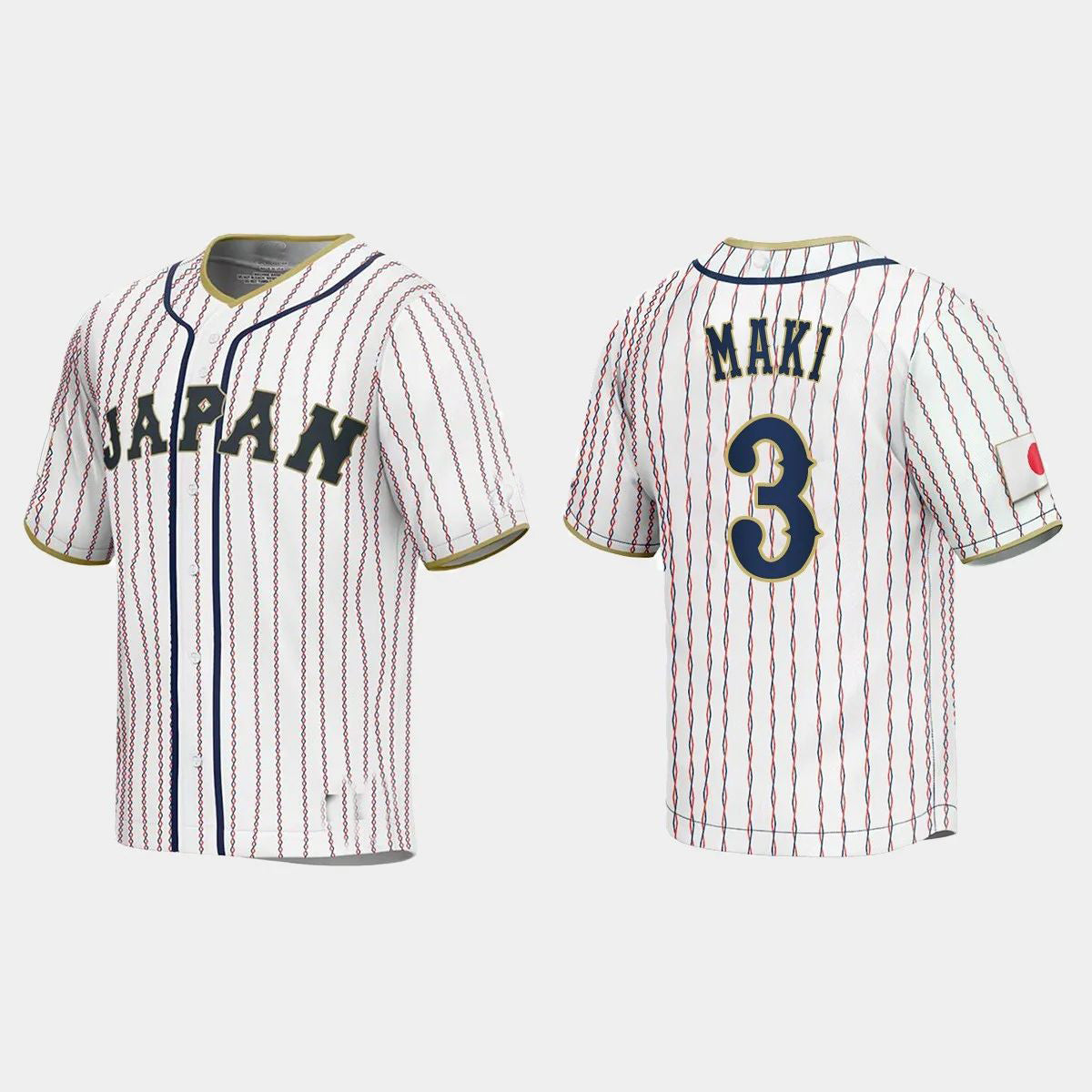 #3 SHUGO MAKI JAPAN BASEBALL 2023 WORLD BASEBALL CLASSIC JERSEY ¨C WHITE Stitches Baseball Jerseys - Main View
