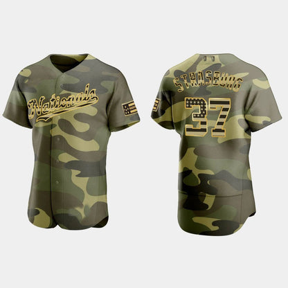 #37 STEPHEN STRASBURG WASHINGTON NATIONALS 2022 ARMED FORCES DAY AUTHENTIC JERSEY ¨C CAMO Baseball Jerseys - Main View