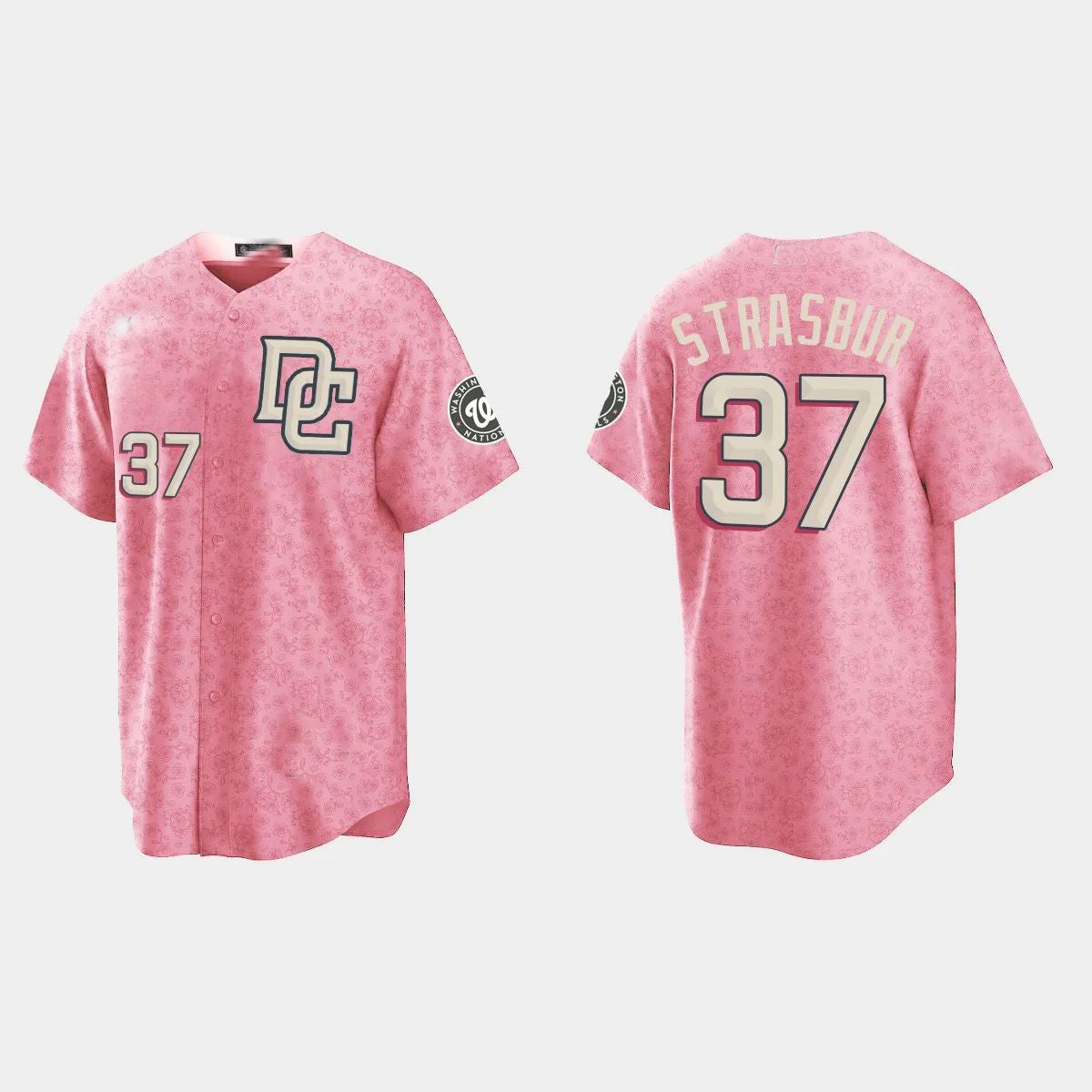 #37 STEPHEN STRASBURG WASHINGTON NATIONALS CITY CONNECT SPECIAL EDITION JERSEY ¨C PINK Baseball Jerseys - Main View