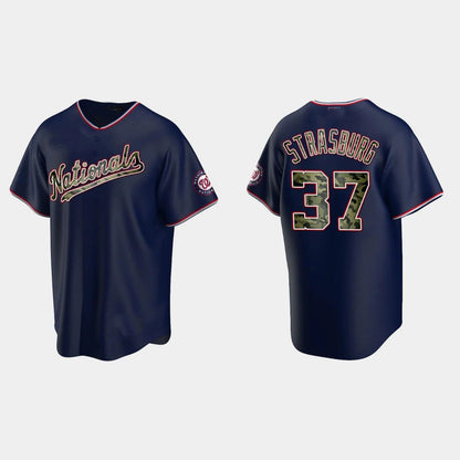 #37 STEPHEN STRASBURG WASHINGTON NATIONALS 2021 MEMORIAL DAY JERSEY ¨C NAVY Baseball Jerseys - Main View