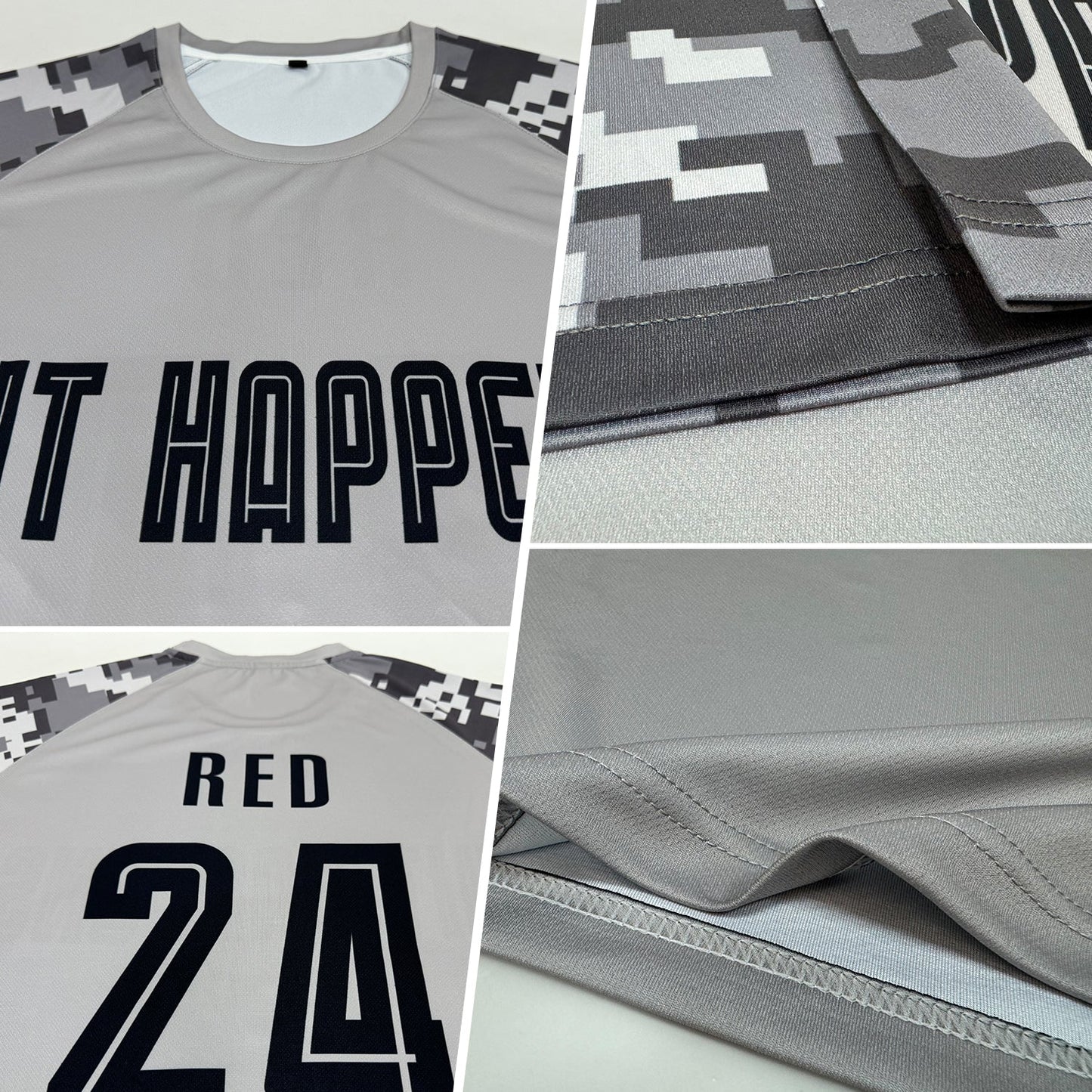 Custom Gray Black-Camo Sublimation Soccer Uniform Jersey view 5