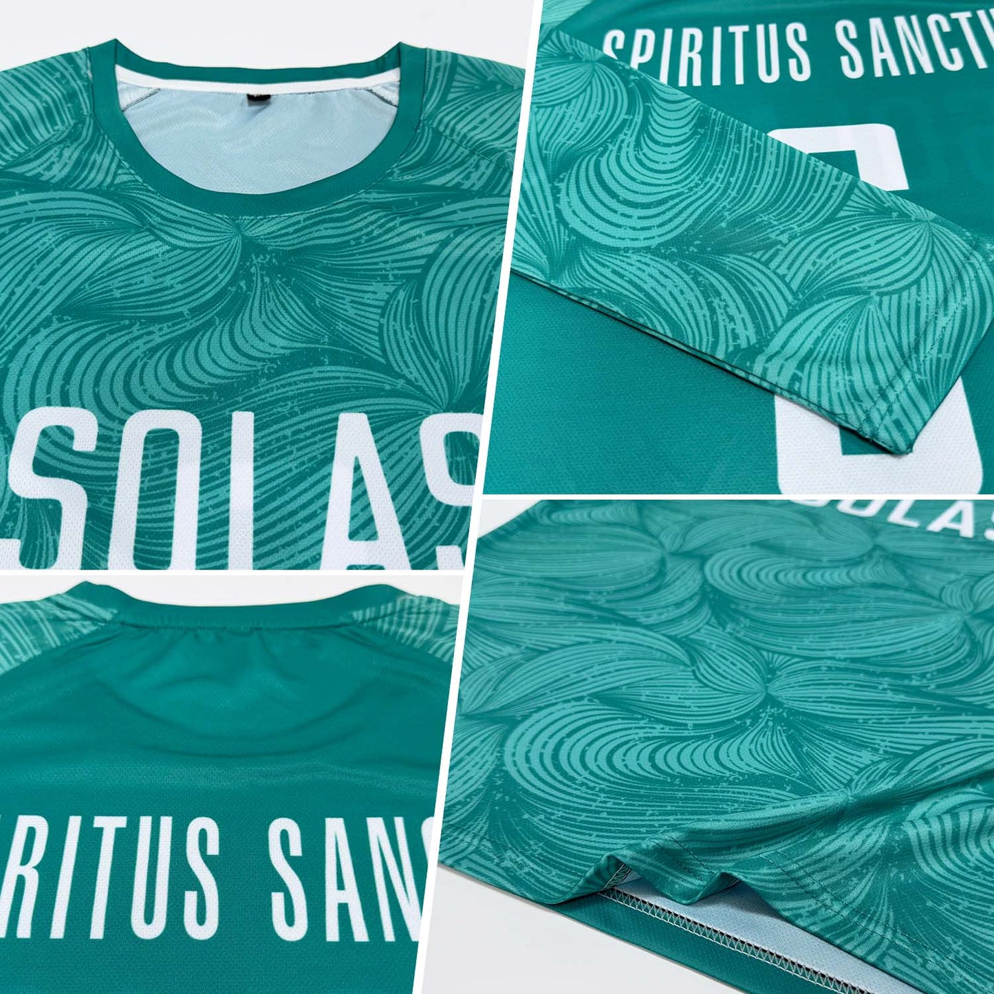 Custom Aqua White Sublimation Soccer Uniform Jersey view 5