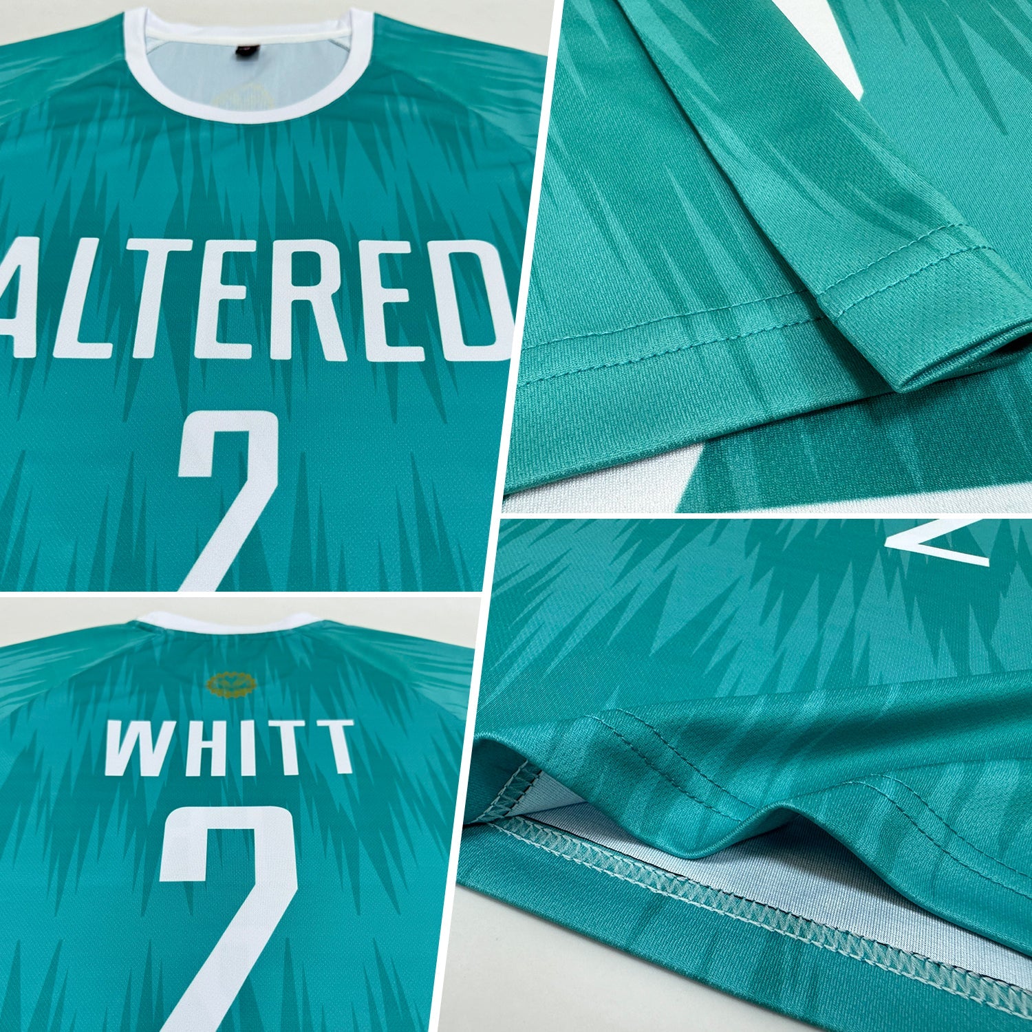 Custom Aqua White Sublimation Soccer Uniform Jersey view 5