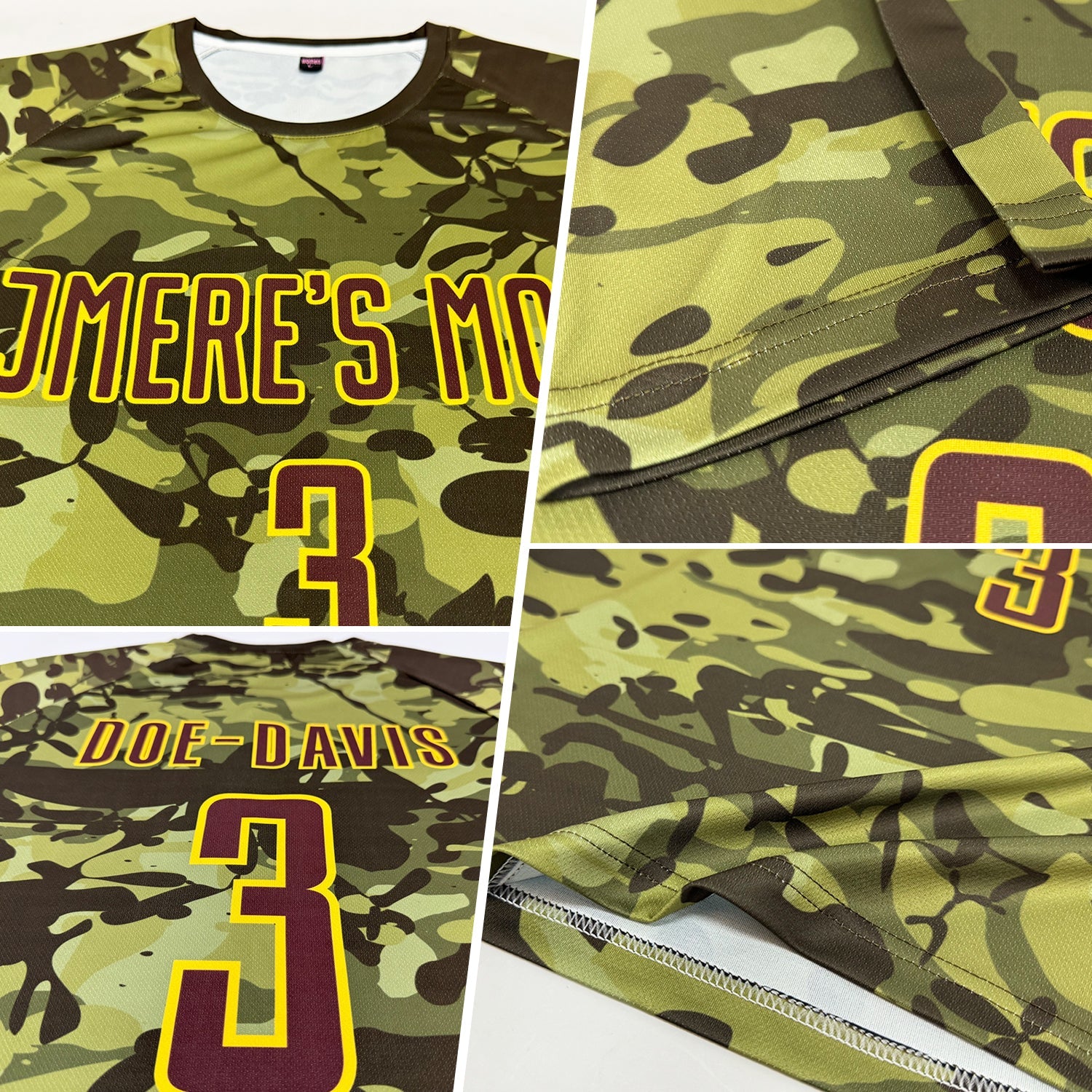 Custom Camo Brown-Gold Sublimation Salute To Service Soccer Uniform Jersey view 5