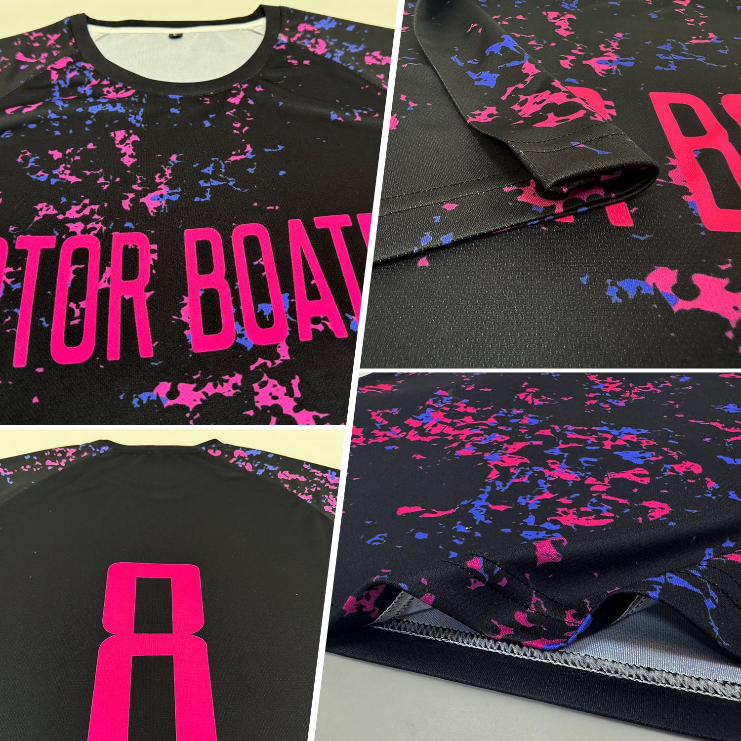 Custom Black Pink-Light Blue Sublimation Soccer Uniform Jersey view 5