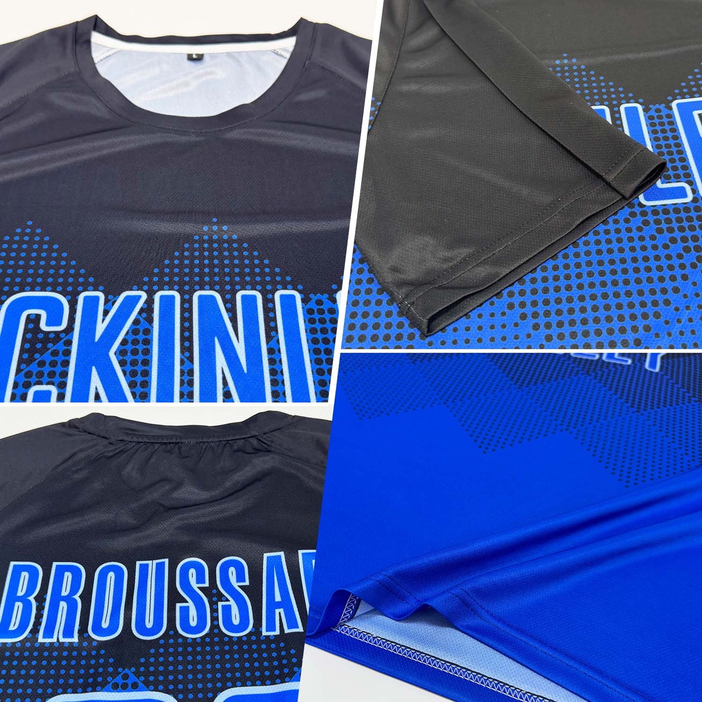 Custom Black Royal-Light Blue Sublimation Soccer Uniform Jersey view 3