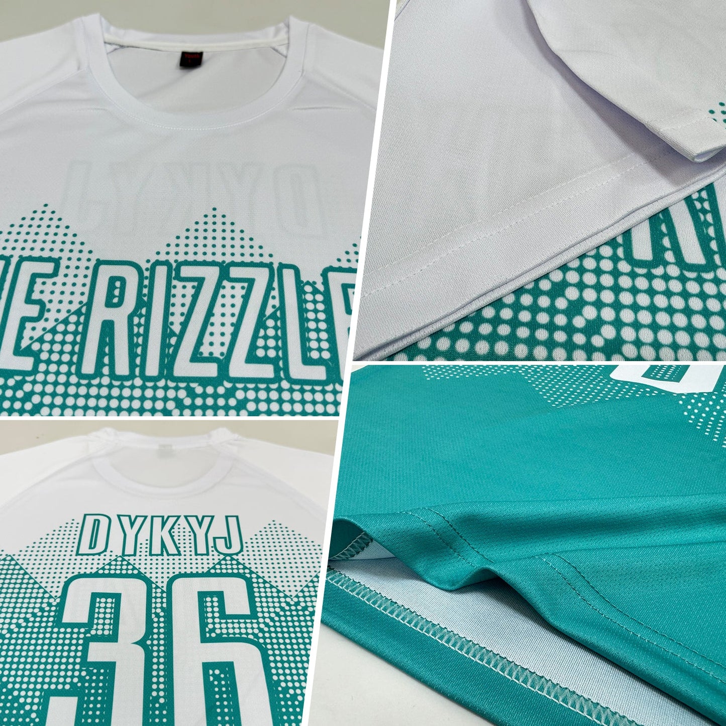 Custom Aqua White Sublimation Soccer Uniform Jersey view 3