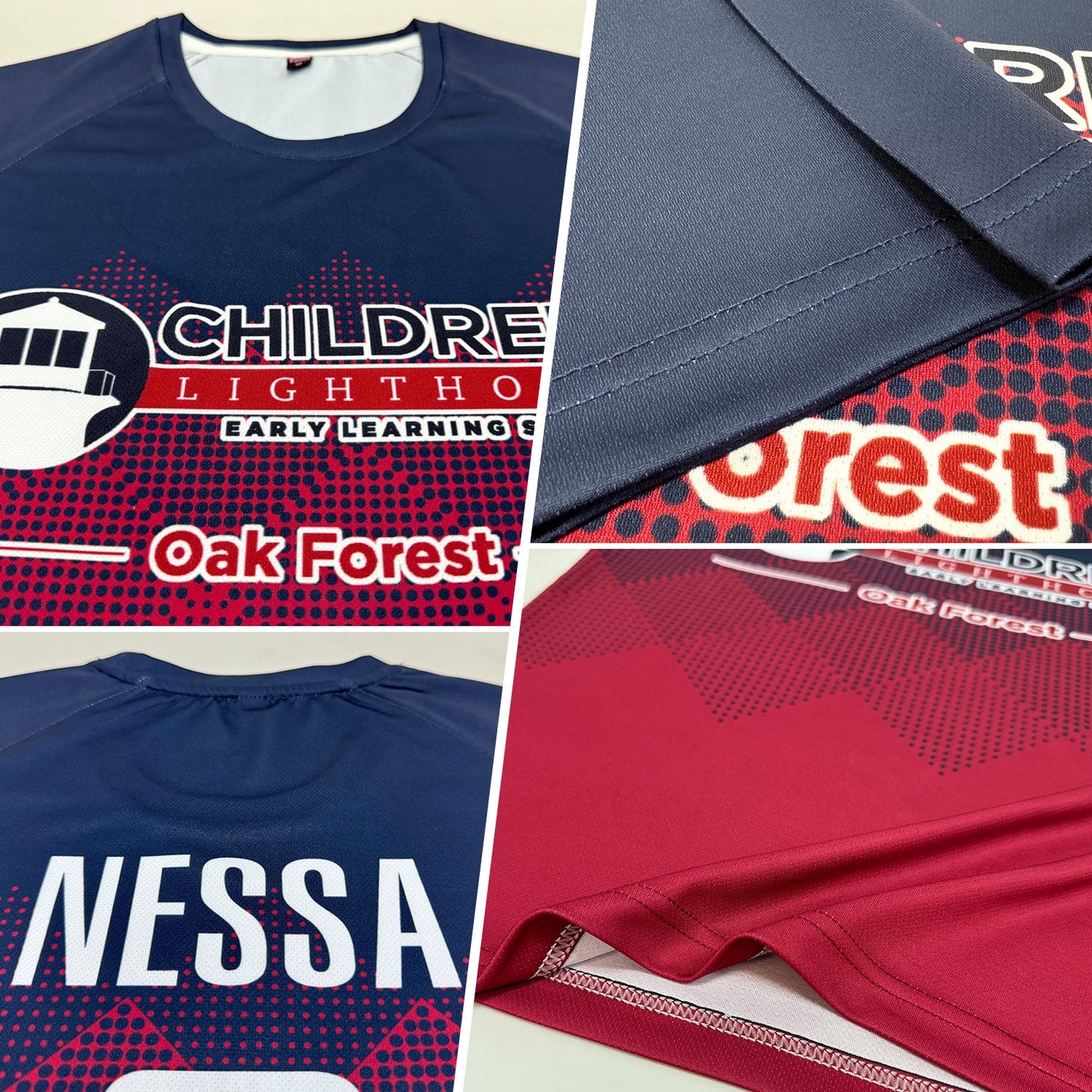 Custom Navy White-Crimson Sublimation Soccer Uniform Jersey view 3