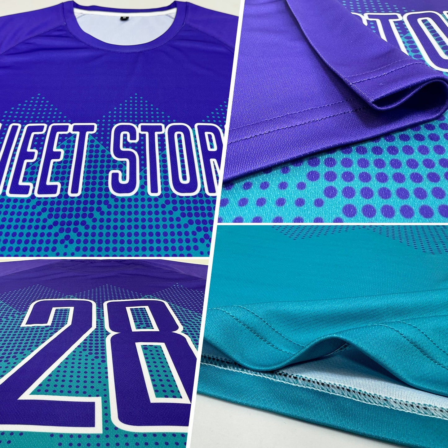 Custom Teal Purple-White Sublimation Soccer Uniform Jersey view 3